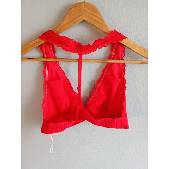 Women's Bralette Red Lace Pink Size Medium - Picture 4 of 8